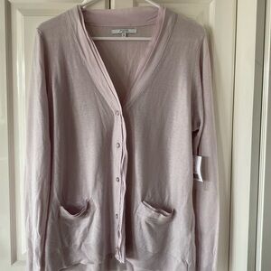 ALFRED SUNG Light Pink V-Neck Button Cardigan